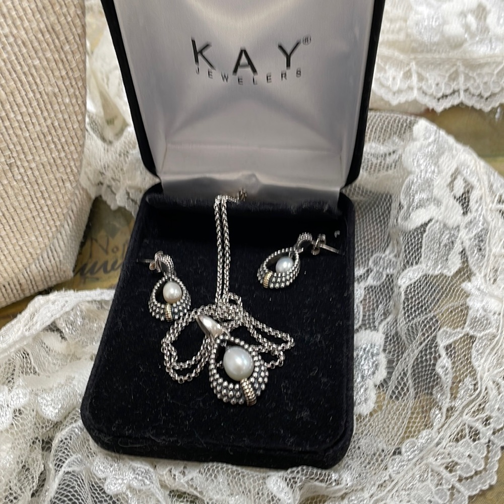 Sterling 925 14k Necklace & Earring Set